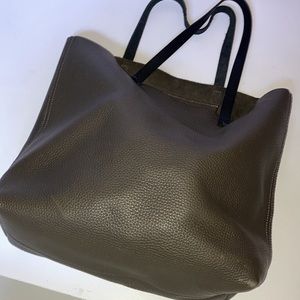 Madewell transport gray with black straps tote